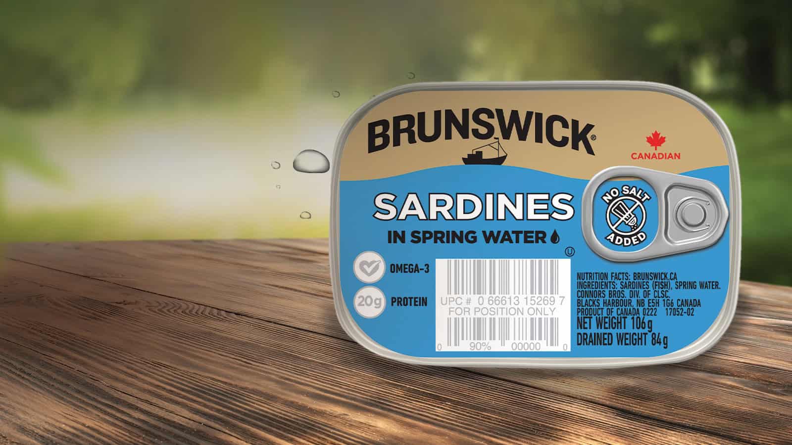Brunswick Sardines in Spring Water No Salt Added 106g Brunswick