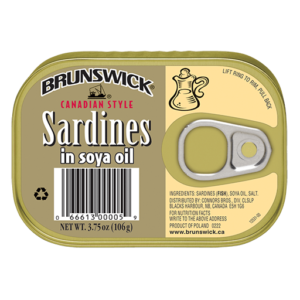 Brunswick<sup>®</sup> Sardines in Soya Oil – 106g (gold can)