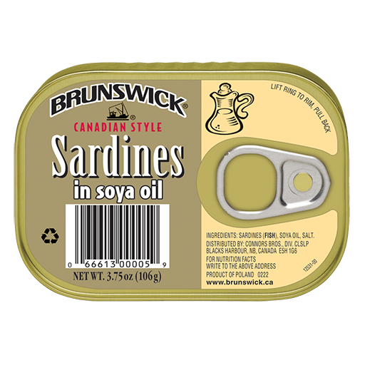 Brunswick Sardines in Soya Oil – 106g (gold can)