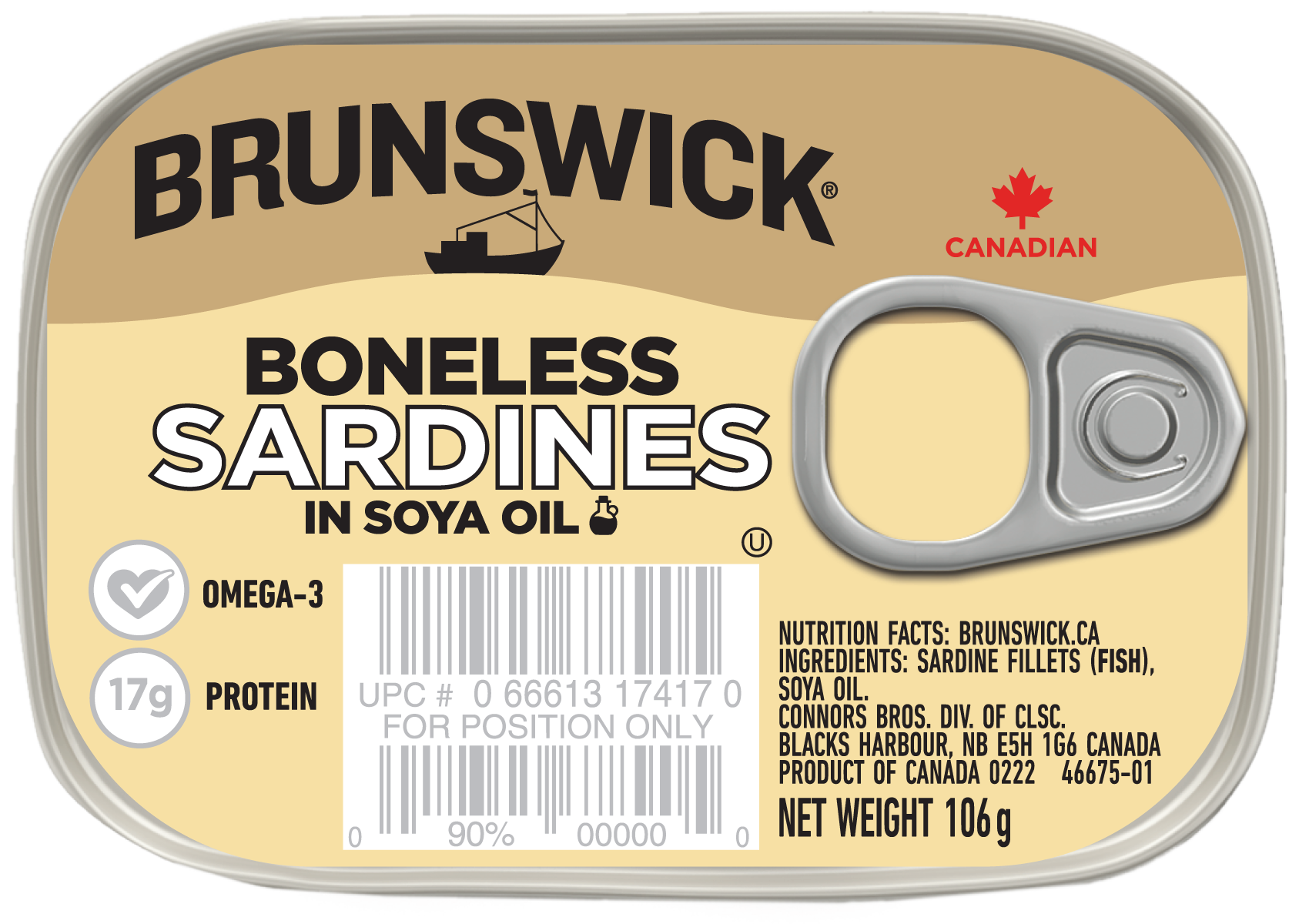 Brunswick<sup>®</sup> Boneless Sardines in Soya Oil - 106g